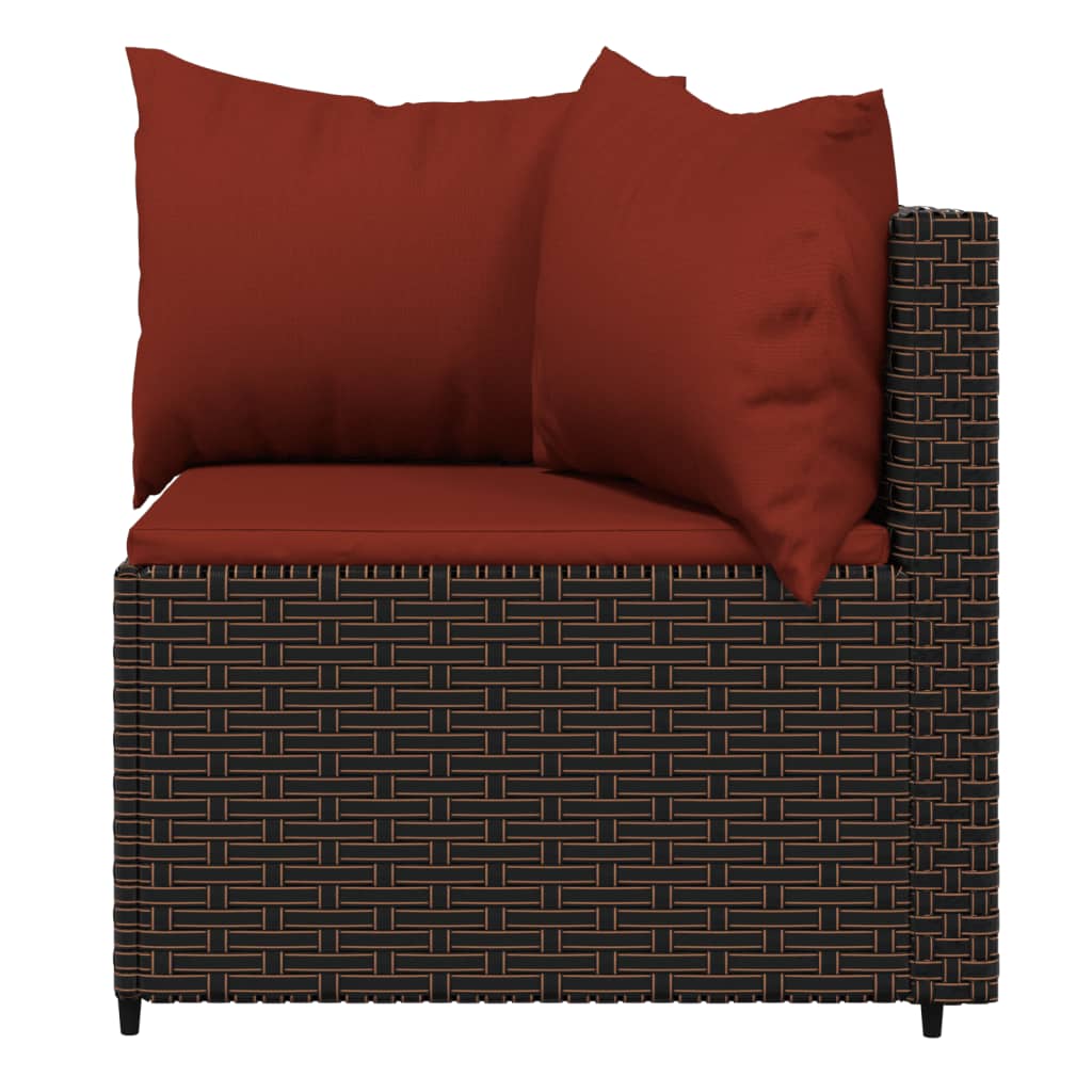 vidaXL Patio Corner Sofas with Cushions 2 pcs Brown Poly Rattan-3