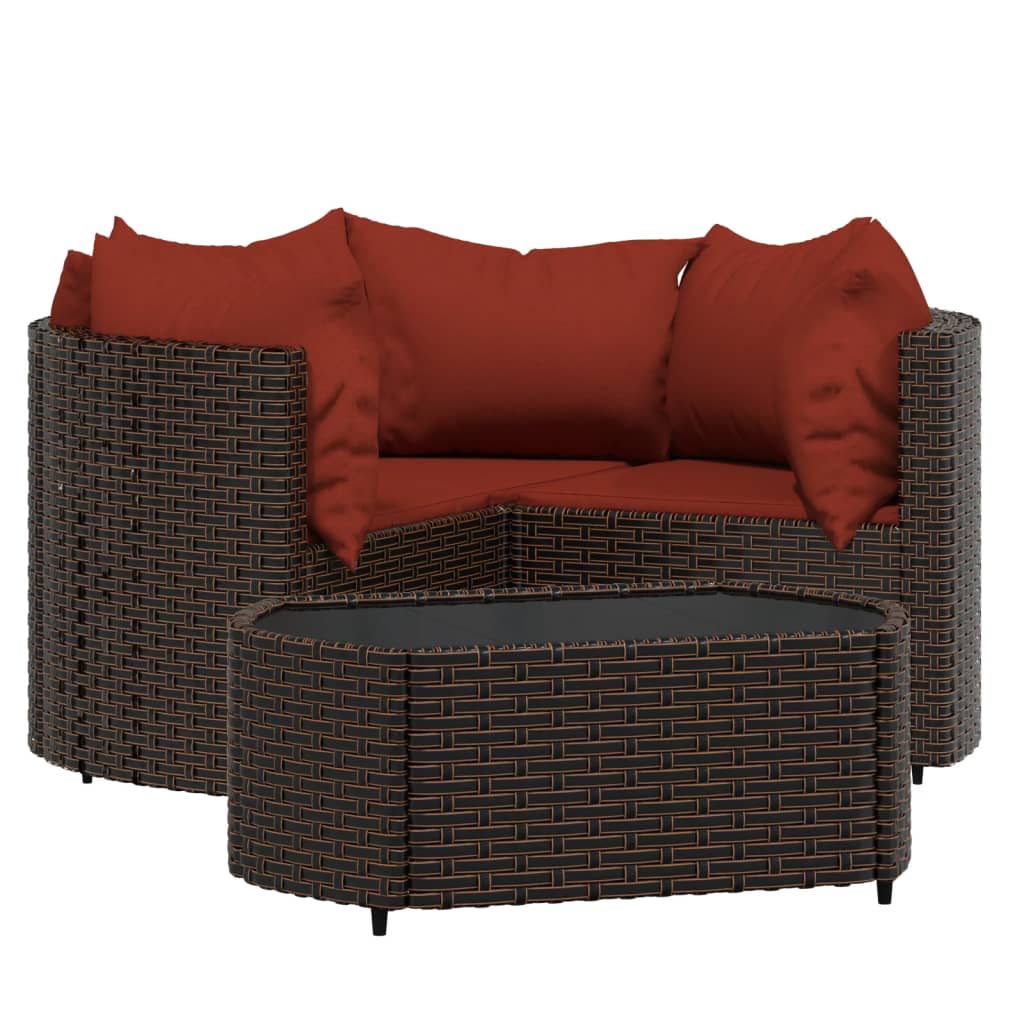 vidaXL Patio Furniture Set 4 Piece Modern Lounge Set with Cushions Poly Rattan-72