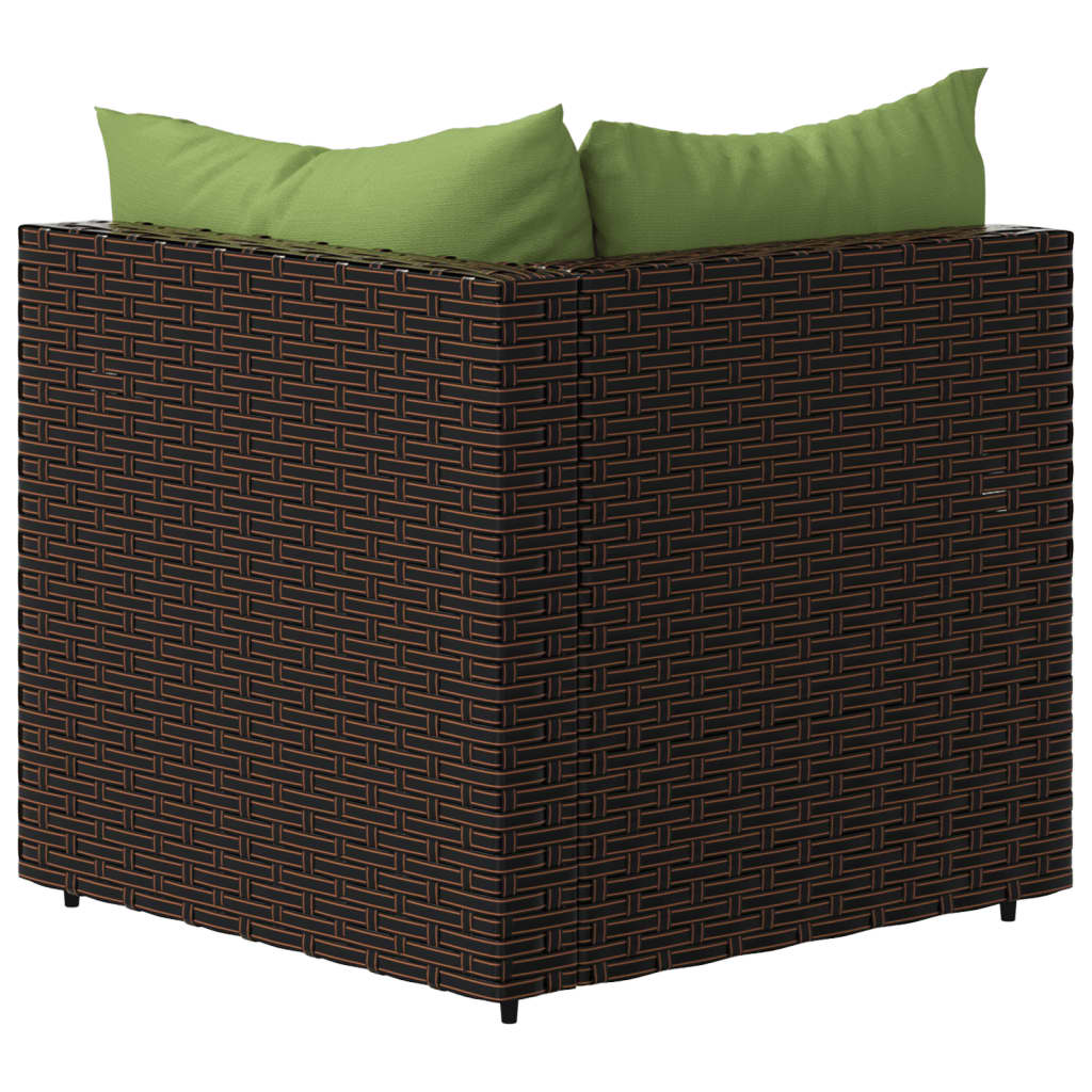 vidaXL Patio Corner Sofa with Cushions Brown Poly Rattan-3