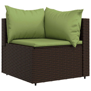 vidaXL Patio Corner Sofas with Cushions 2 pcs Brown Poly Rattan-1