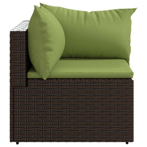 vidaXL Patio Corner Sofas with Cushions 2 pcs Brown Poly Rattan-2