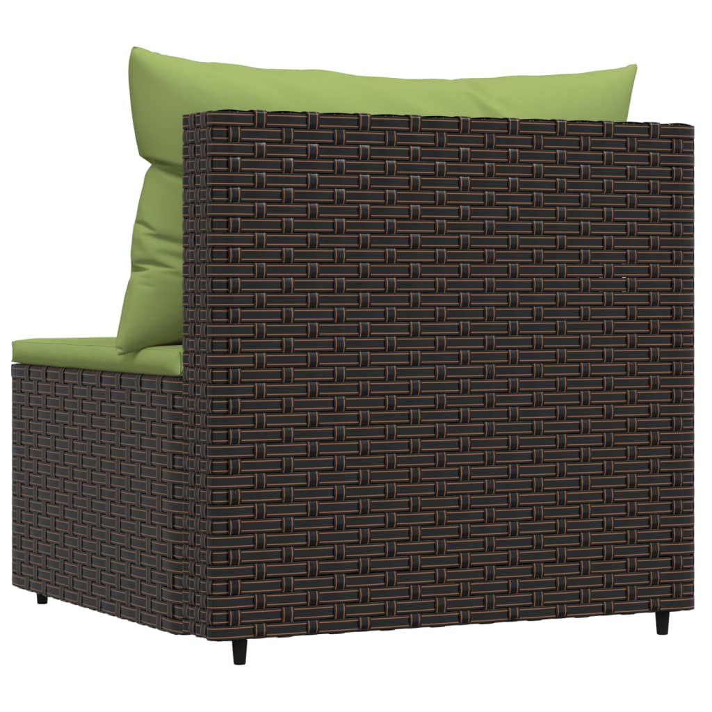 vidaXL Patio Middle Sofa with Cushions Brown Poly Rattan-2