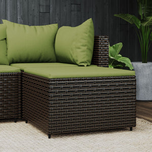 vidaXL Patio Furniture Outdoor Footstool Ottoman with Cushions Poly Rattan-86