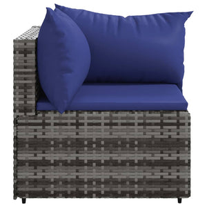 vidaXL Patio Corner Sofa with Cushions Gray Poly Rattan-2