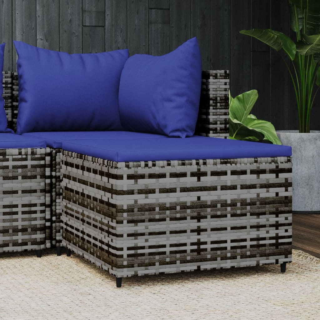 vidaXL Patio Furniture Outdoor Footstool Ottoman with Cushions Poly Rattan-16