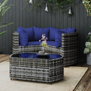 vidaXL Patio Furniture Set 4 Piece Modern Lounge Set with Cushions Poly Rattan-47