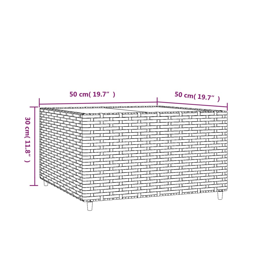 vidaXL Outdoor Coffee Table Square Patio Coffee Table for Lawn Poly Rattan-19