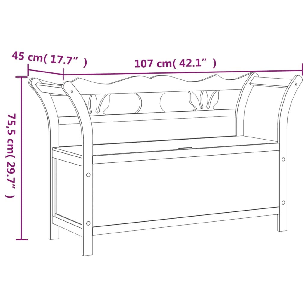 vidaXL Bench Storage Hall Bench for Living Room Dining Room Solid Wood Fir-5