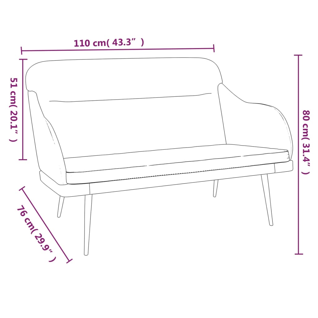 vidaXL Loveseat Upholstered Couch Bench with Armrests for Dining Room Velvet-13