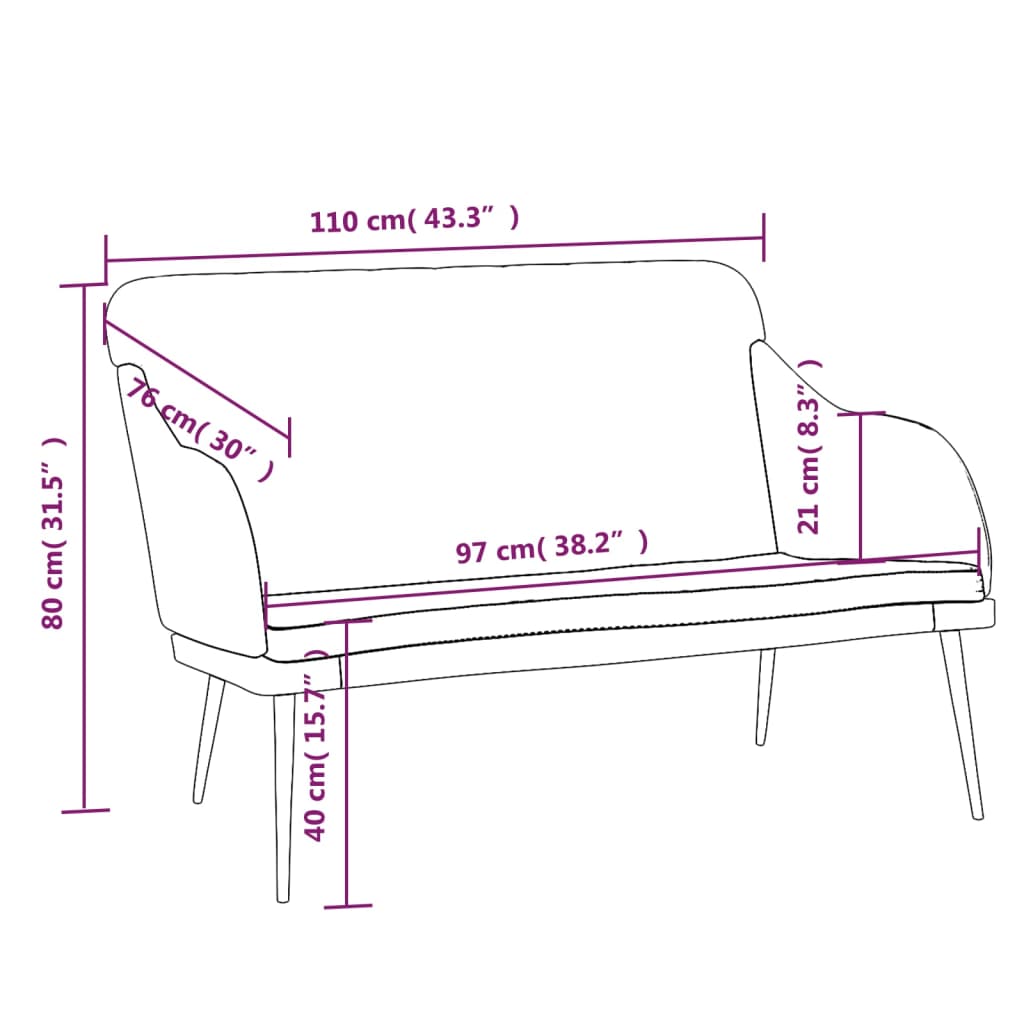 vidaXL Loveseat Upholstered Couch Bench with Armrests for Dining Room Velvet-11