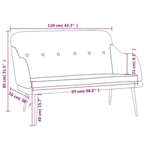 vidaXL Loveseat Upholstered Couch Bench with Armrests for Dining Room Fabric-6