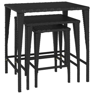 vidaXL Nesting Tables Accent Side Table for Living Room Set of 3 Poly Rattan-0