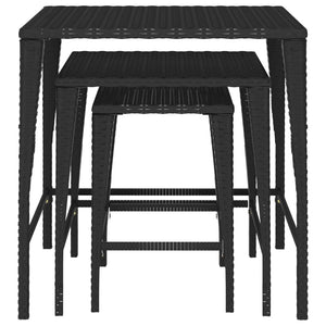 vidaXL Nesting Tables Accent Side Table for Living Room Set of 3 Poly Rattan-8