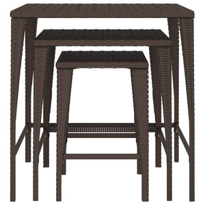 vidaXL Nesting Tables Accent Side Table for Living Room Set of 3 Poly Rattan-3