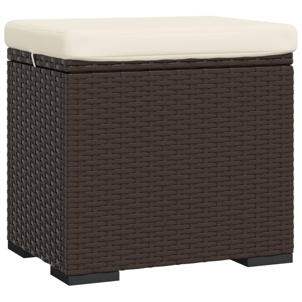 vidaXL Ottoman with Cushion Outdoor Patio Wicker Footstool Ottoman Poly Rattan-4