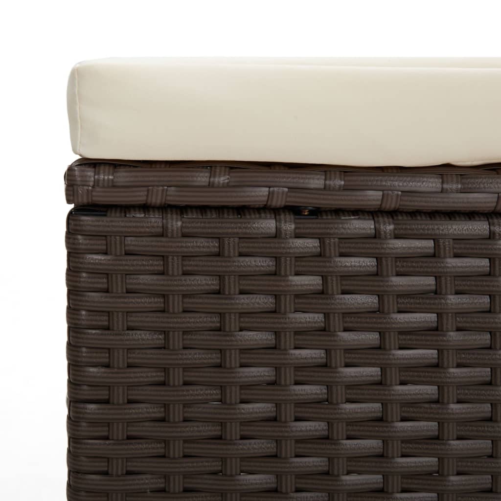 vidaXL Ottoman with Cushion Outdoor Patio Wicker Footstool Ottoman Poly Rattan-32