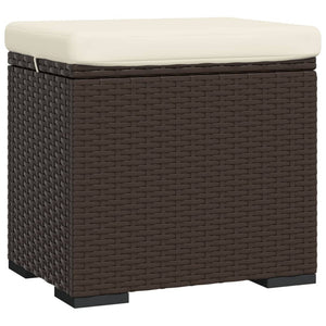 vidaXL Ottoman with Cushion Outdoor Patio Wicker Footstool Ottoman Poly Rattan-10