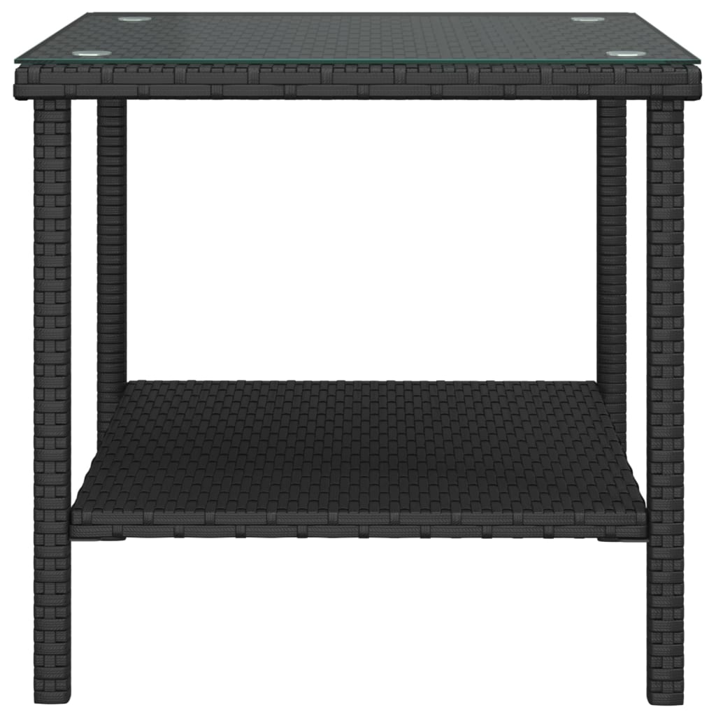 vidaXL Side Table Storage Coffee Console Table Poly Rattan and Tempered Glass-9