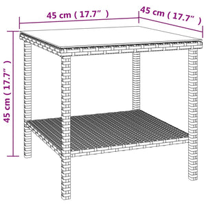 vidaXL Side Table Storage Coffee Console Table Poly Rattan and Tempered Glass-6