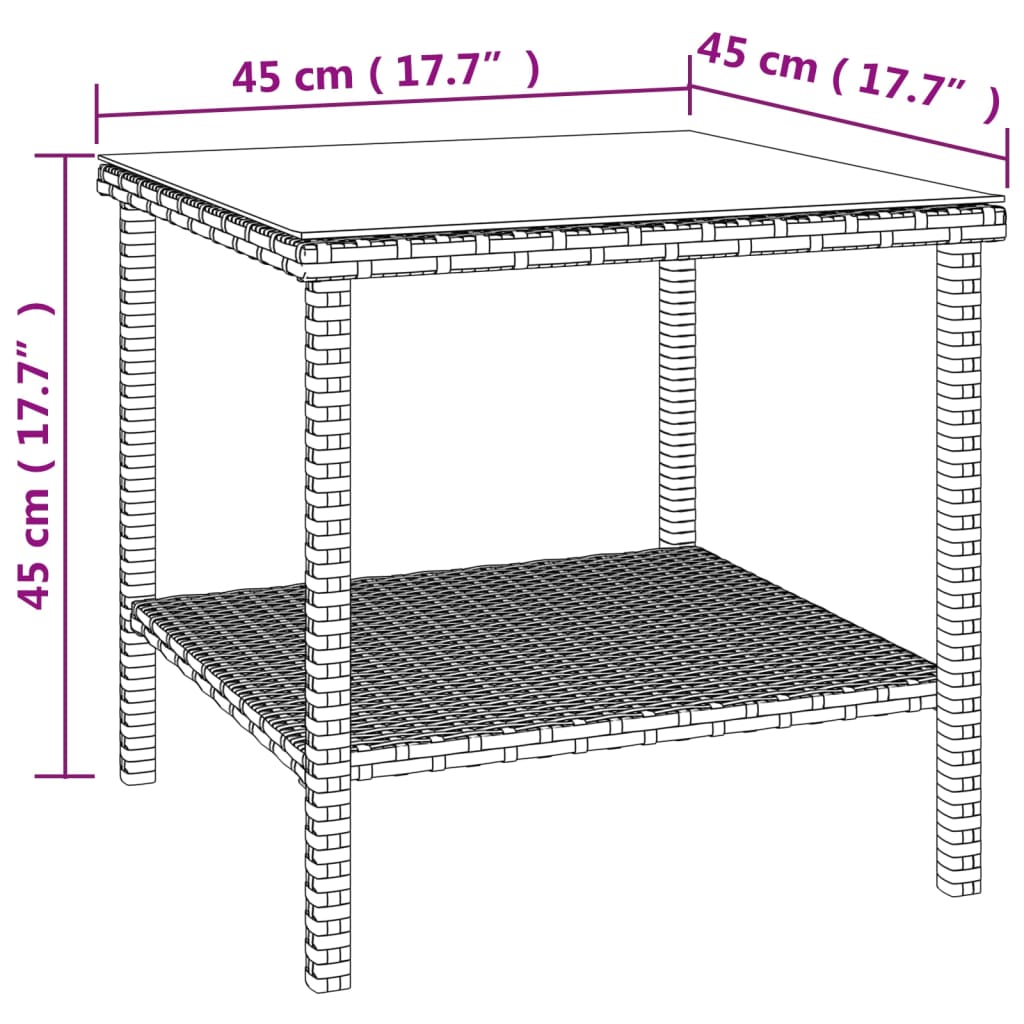 vidaXL Side Table Storage Coffee Console Table Poly Rattan and Tempered Glass-7