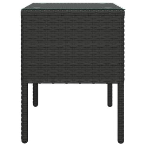 vidaXL Side Table Storage Coffee Console Table Poly Rattan and Tempered Glass-9