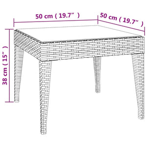 vidaXL Side Table Storage Coffee Console Table Poly Rattan and Tempered Glass-5