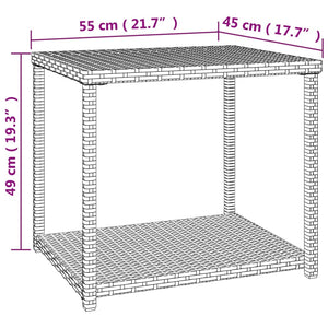 vidaXL Side Table Storage 2-layer Coffee End Table Patio Furniture Poly Rattan-7