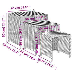 vidaXL Nesting Tables Accent Side Table for Living Room Set of 3 Poly Rattan-6