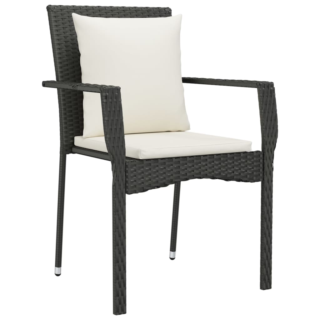 vidaXL Chair Patio Dining Chair with Cushions for Deck Garden Poly Rattan-24