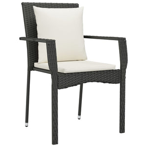 vidaXL Chair Patio Dining Chair with Cushions for Deck Garden Poly Rattan-24