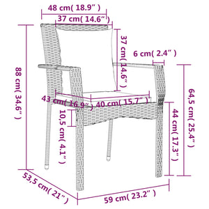 vidaXL Chair Patio Dining Chair with Cushions for Deck Garden Poly Rattan-30