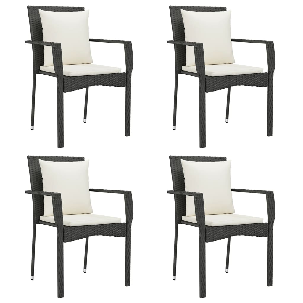 vidaXL Chair Patio Dining Chair with Cushions for Deck Garden Poly Rattan-7