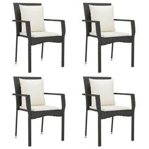 vidaXL Chair Patio Dining Chair with Cushions for Deck Garden Poly Rattan-7