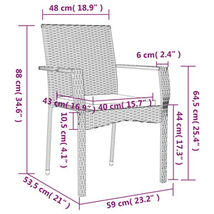 vidaXL Chair Patio Dining Chair with Cushions for Deck Garden Poly Rattan-1