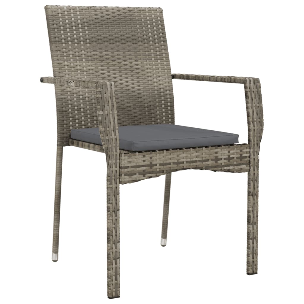 vidaXL Chair Patio Dining Chair with Cushions for Deck Garden Poly Rattan-9