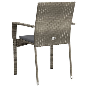 vidaXL Chair Patio Dining Chair with Cushions for Deck Garden Poly Rattan-24