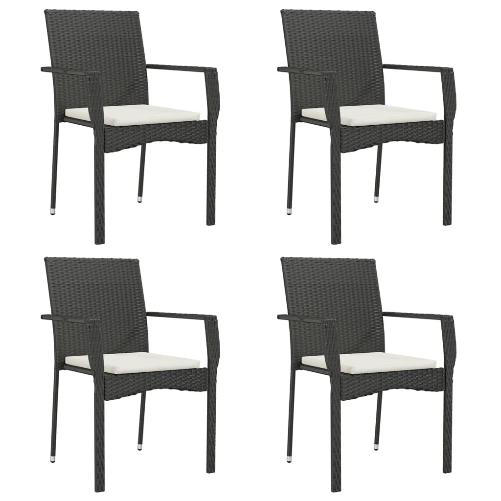 vidaXL Chair Patio Dining Chair with Cushions for Deck Garden Poly Rattan-3