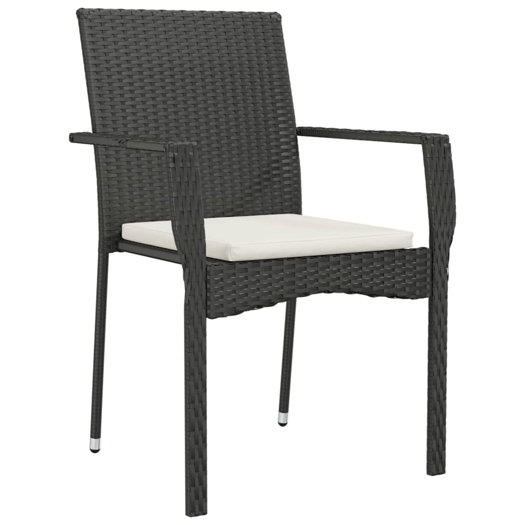 vidaXL Chair Patio Dining Chair with Cushions for Deck Garden Poly Rattan-0