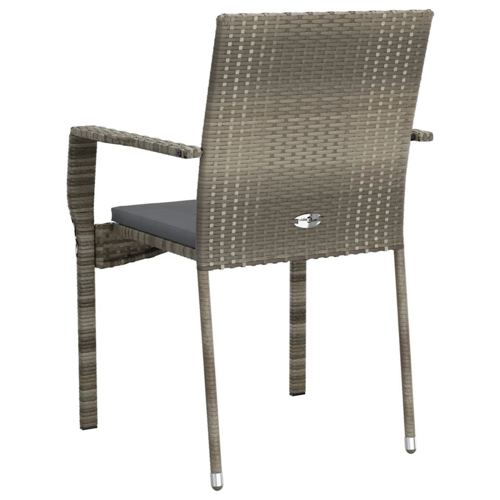 vidaXL Chair Patio Dining Chair with Cushions for Deck Garden Poly Rattan-6