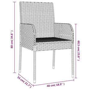 vidaXL Chair Patio Dining Chair with Cushions for Deck Garden Poly Rattan-13