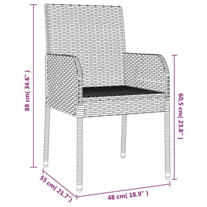 vidaXL Chair Patio Dining Chair with Cushions for Deck Garden Poly Rattan-26