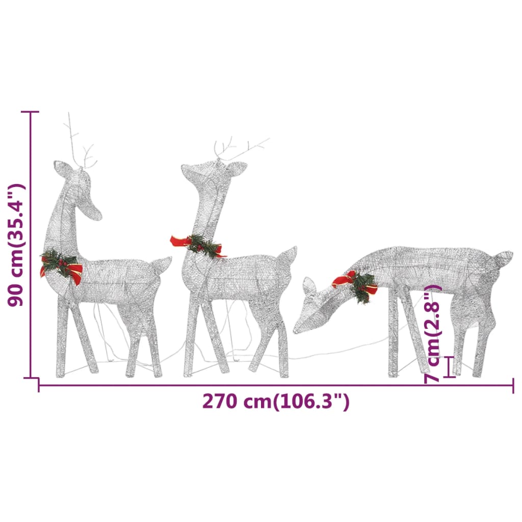 vidaXL Christmas Decoration Reindeer Family Christmas Lighting with LEDs Mesh-7