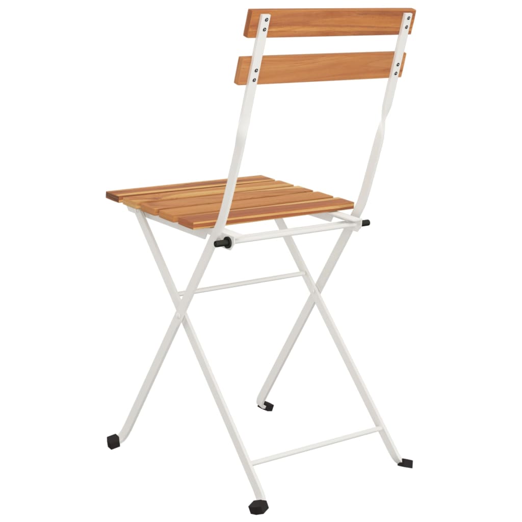 vidaXL Patio Folding Chairs Bistro Foldable Chair Steel and Solid Wood Acacia-14