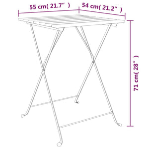 vidaXL Folding Bistro Table 21.7"x21.3"x28" Solid Wood Teak and Steel-5