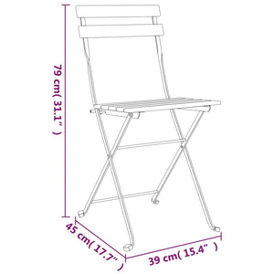 vidaXL Chair Folding Chair Outdoor Patio Furniture Solid Wood Teak and Steel-13