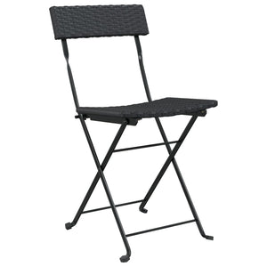 vidaXL Chair Outdoor Bistro Accent Folding Side Chair Poly Rattan and Steel-35