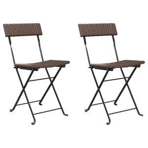 vidaXL Chair Outdoor Bistro Accent Folding Side Chair Poly Rattan and Steel-34