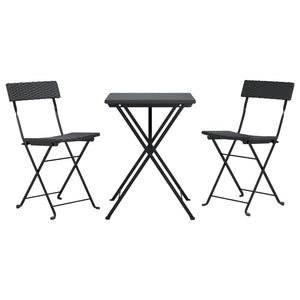 vidaXL Bistro Set 3 Piece Folding Outdoor Patio Furniture Set Poly Rattan-1