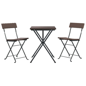 vidaXL Bistro Set 3 Piece Folding Outdoor Patio Furniture Set Poly Rattan-4