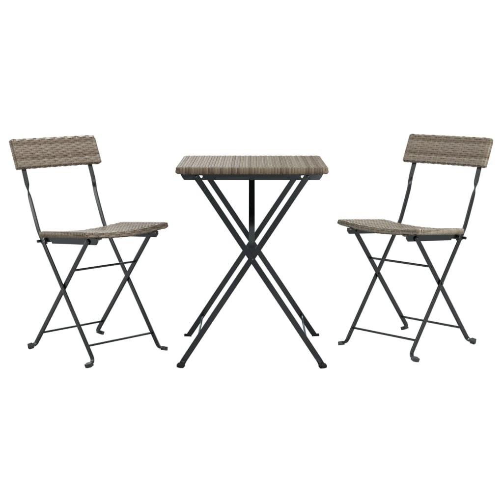 vidaXL Bistro Set 3 Piece Folding Outdoor Patio Furniture Set Poly Rattan-7